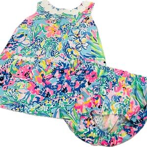 Lilly Pulitzer Pink and Blue Baby Dress Set size 6-12 mo